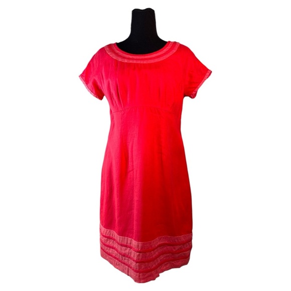 Boden Poppy Red Carousel Linen Dress Size 8P - Picture 1 of 9
